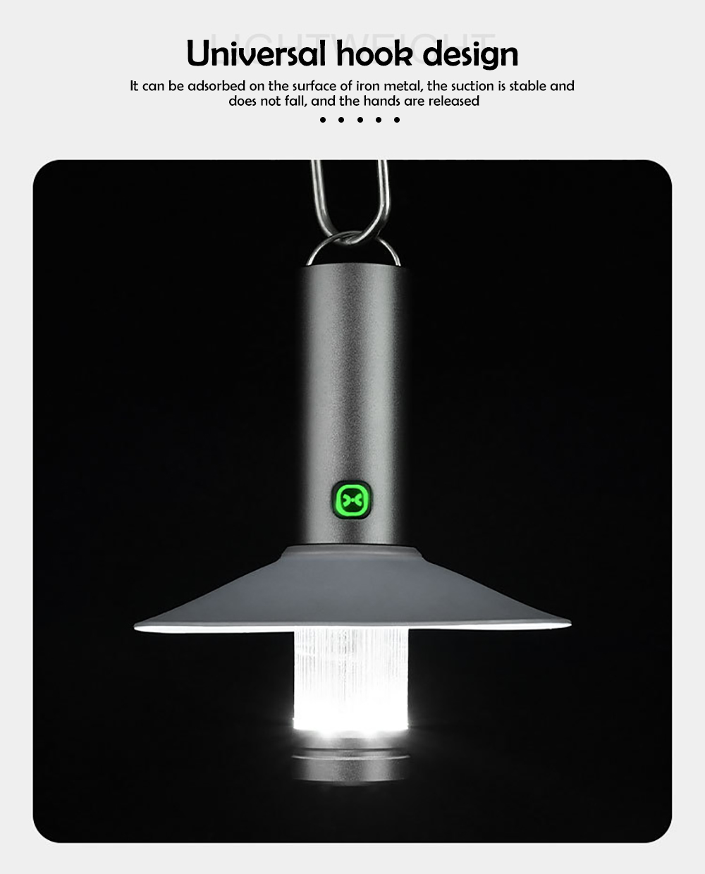 LED Útivistarljós með Krók – Fjölnota USB Hleðsluvæn Næturlampa og Neyðarljós