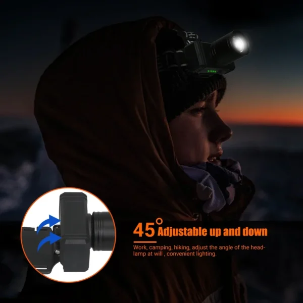 Öflug höfuðljós með 1300lm LED, vatnsheldni og USB endurhleðslu - Image 6