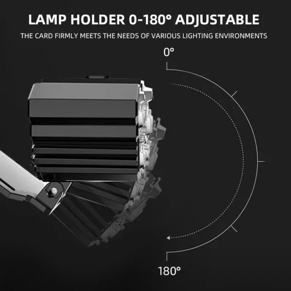 Höfuðljós með 5 LED perum, endurhlaðanlegt með innbyggðri rafhlöðu - Image 3