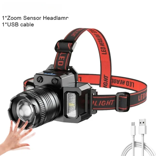 Öflug höfuðljós með 1300lm LED, vatnsheldni og USB endurhleðslu - Image 7