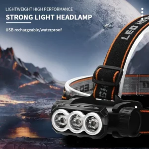 Öflug höfuðljós með 1300lm LED, vatnsheldni og USB endurhleðslu