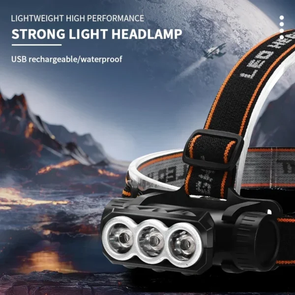 Öflug höfuðljós með 1300lm LED, vatnsheldni og USB endurhleðslu - Image 14
