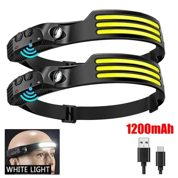 Höfuðljós með COB LED, hreyfiskynjara og stillanlegu höfuðbandi - Image 10