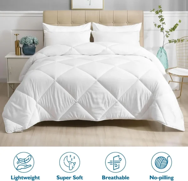 Snúanleg sæng með microfiber efni og endurunninni pólýester fyllingu – lang útgáfa, andar vel og hentar viðkvæmum svefngestum - Image 3
