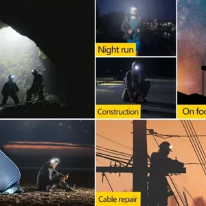 Höfuðljós með COB LED, hreyfiskynjara og stillanlegu höfuðbandi
