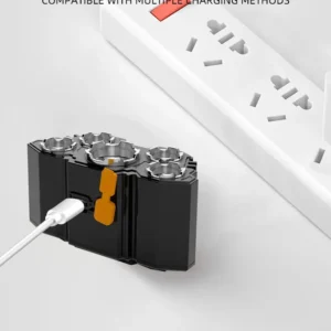 Höfuðljós með 5 LED perum, endurhlaðanlegt með innbyggðri rafhlöðu