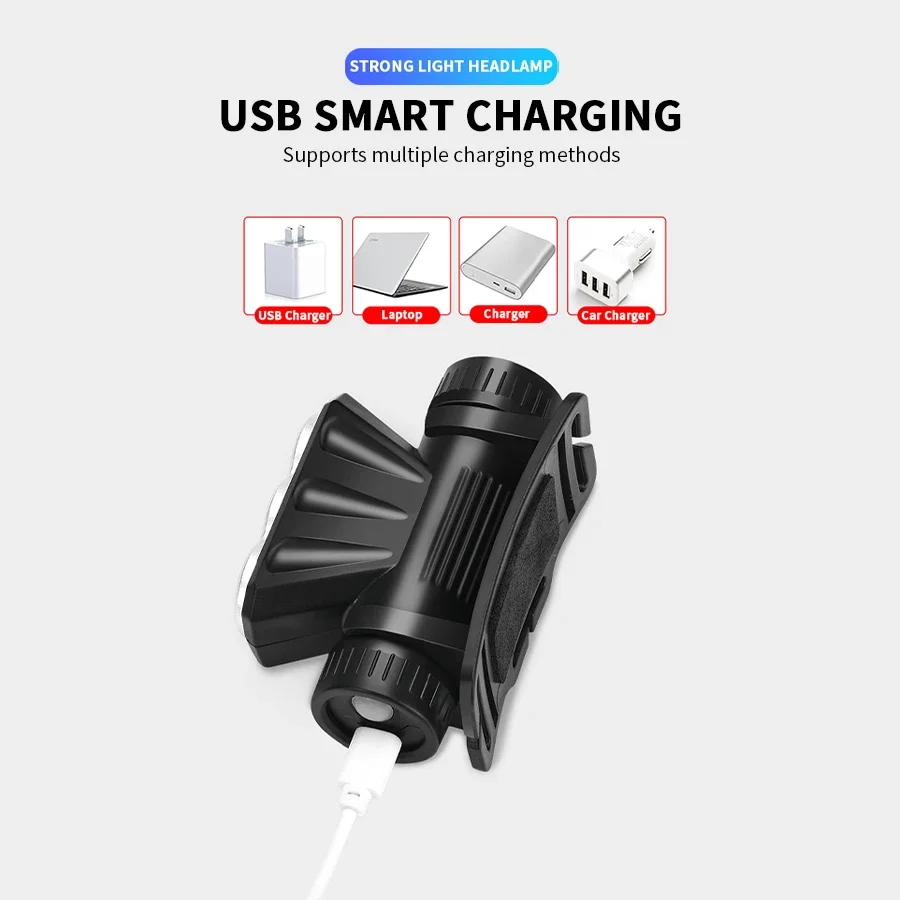 Öflug höfuðljós með 1300lm LED, vatnsheldni og USB endurhleðslu