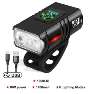 Ódýr höfuðljós með USB hleðslu, 1000lm T6 LED og sex ljósstillingum