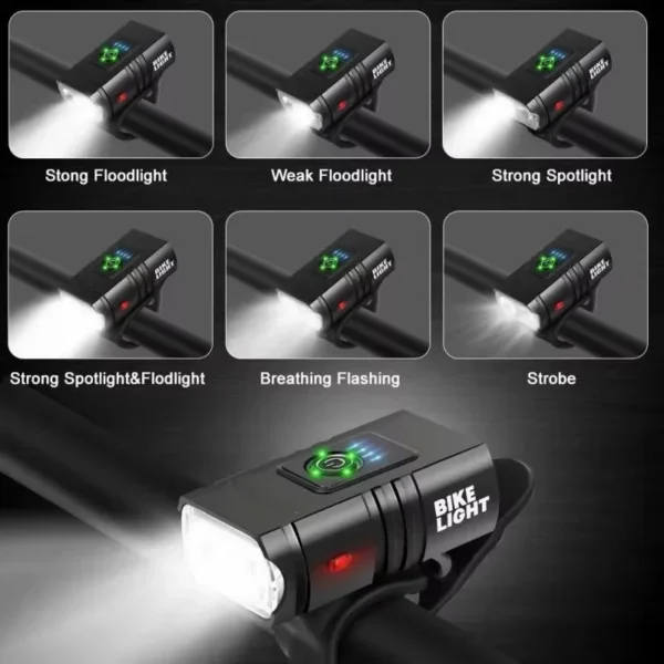 Ódýr höfuðljós með USB hleðslu, 1000lm T6 LED og sex ljósstillingum - Image 2