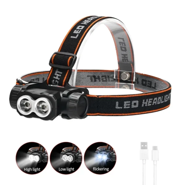Öflug höfuðljós með 1300lm LED, vatnsheldni og USB endurhleðslu - Image 8