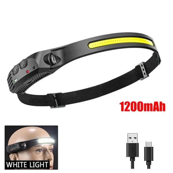Höfuðljós með COB LED, hreyfiskynjara og stillanlegu höfuðbandi - Image 7